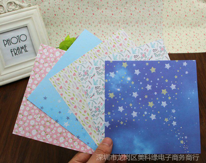卡纸有图案的彩纸 学生花纹桃心小花纹手工纸多功能印花材料叠