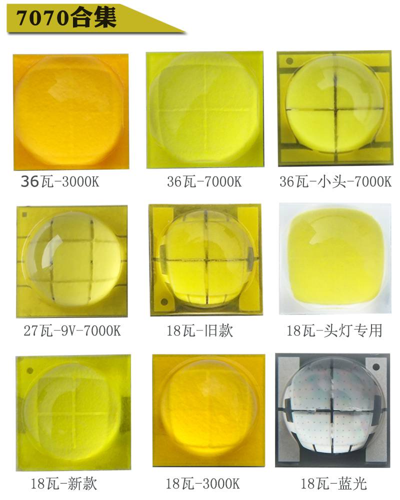 陶瓷7070灯珠36瓦6v仿科瑞p70正白6000k黄光3000k现货供应可开票可贴
