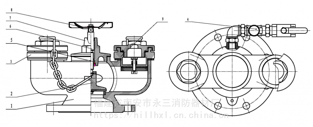 地下新型接合器 多用式消防水泵接合器 sqd100-1.6a 永三牌 5铜 带证