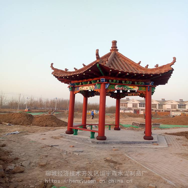 砌筑材料 混凝土制品 供应三层凉亭 寺院古建彩绘水泥凉亭 仿古四角亭