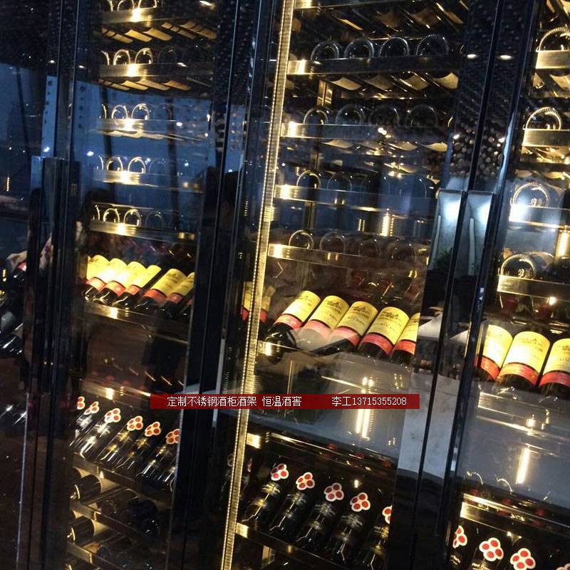 格瑞鑫 酒店大堂红酒不锈钢柜 非标恒温酒柜施工图纸