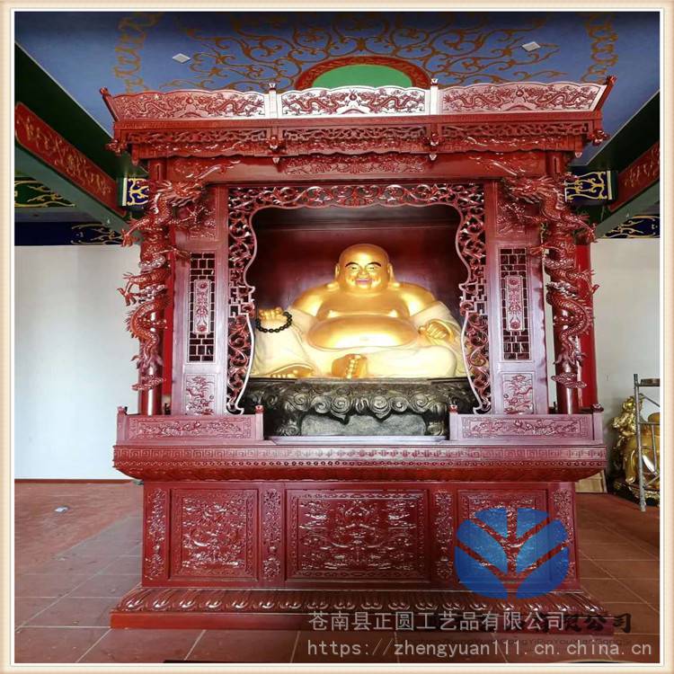 寺庙木雕佛龛雕刻厂家大型佛像木雕佛龛定做正圆万佛殿木雕佛龛价格