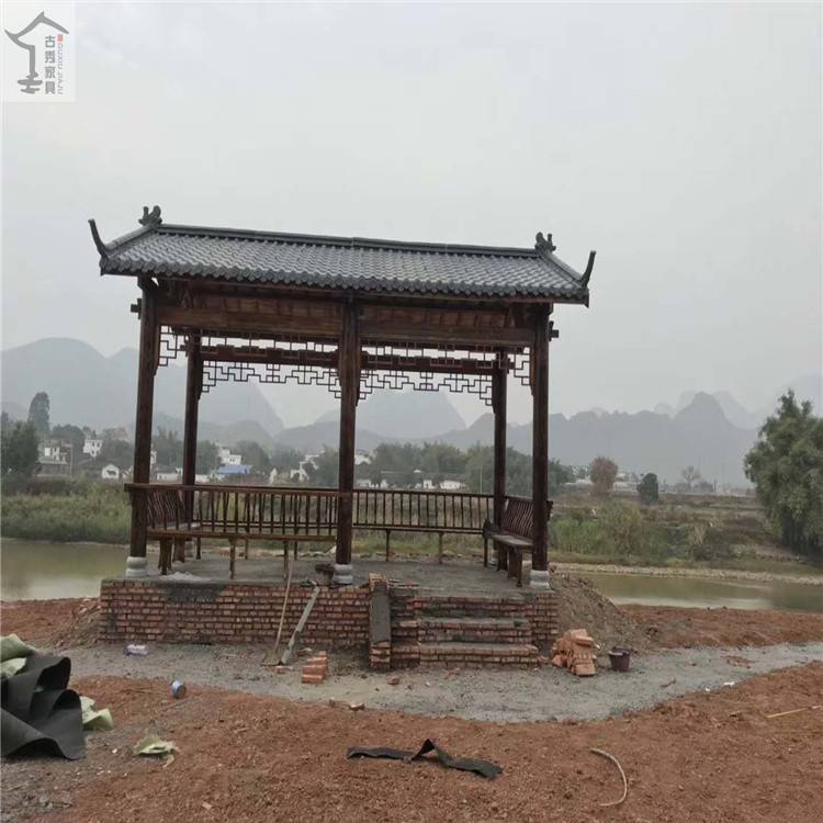 广东佛山 树脂瓦屋顶长廊 仿古木结构走廊 中式防腐木廊架