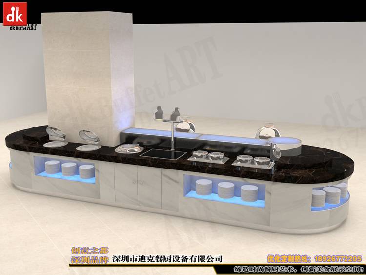 长沙天都酒店自助餐厅装修设计自助餐台布置图片移动布菲台取餐台