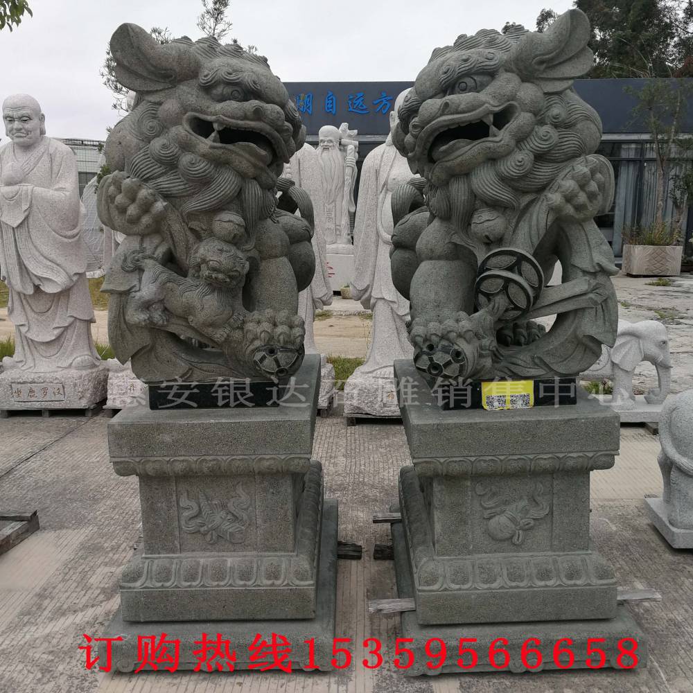 【福建惠安石雕狮子 石狮子 献钱狮石雕 青石狮子 厂家直销定制】图片