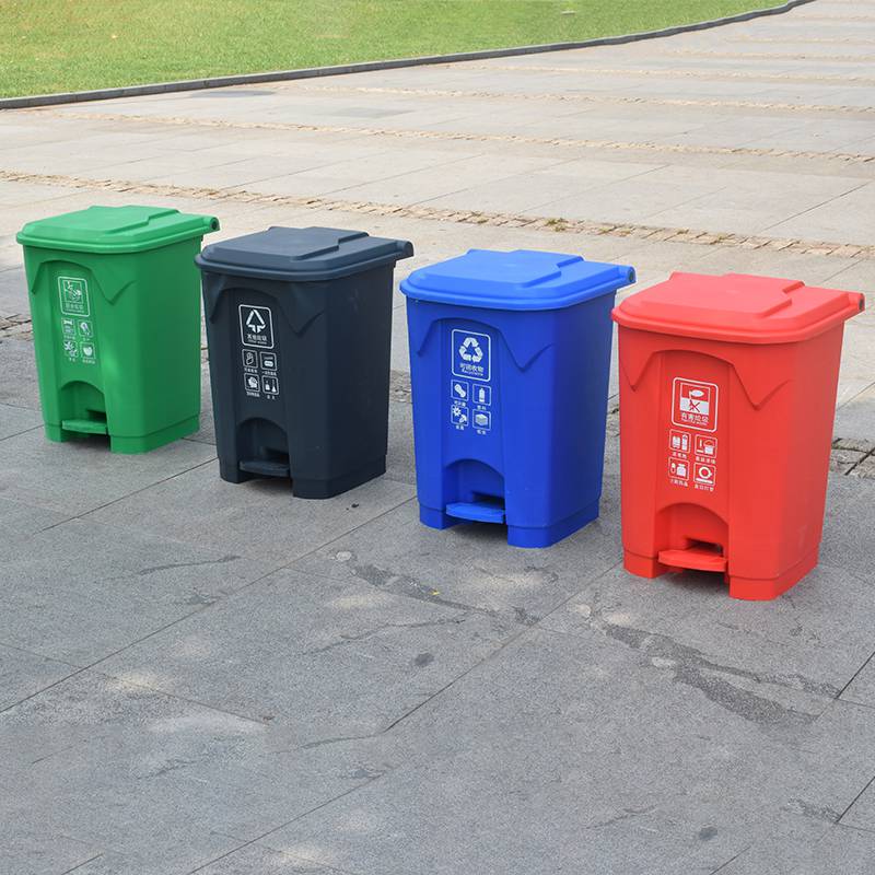 深圳***100升4色分类垃圾桶 杭州户外街道脚踏垃圾桶 嘉兴办公街道