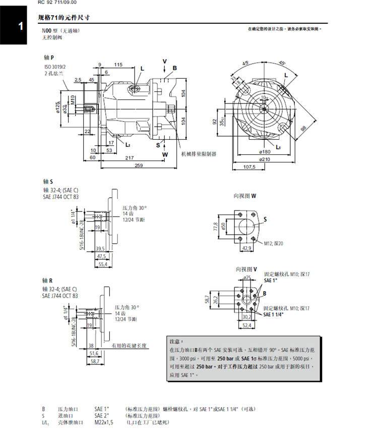 力士乐变量柱塞泵A10VSOODFLR/31R-PSC12K04产品说明