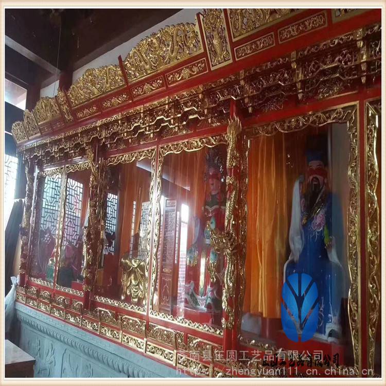 寺庙木雕佛龛雕刻厂家大型佛像木雕佛龛定做正圆万佛殿木雕佛龛价格
