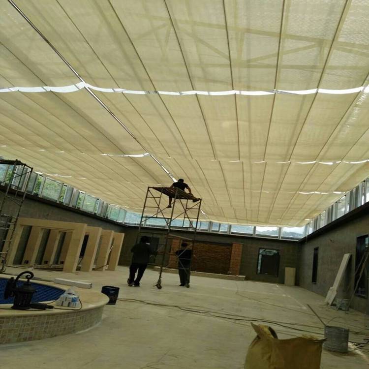 阳光房蜂巢天棚帘-张家口电动折叠天棚帘大型体育馆商场展厅电动遮阳