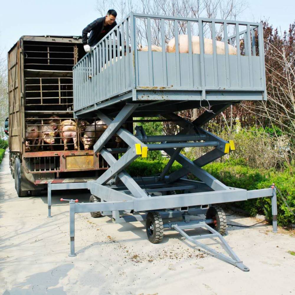 移动式装猪升降平台 牲畜上车电动升降台 剪叉式装卸猪升降机
