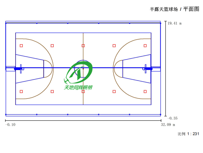 led半露天篮球场照明灯|半露天球场灯光分布图|半露天篮球馆有几种