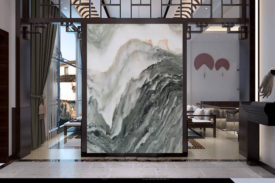玉石山水画天然山水画石材大理石画山水纹大理石客厅背景墙