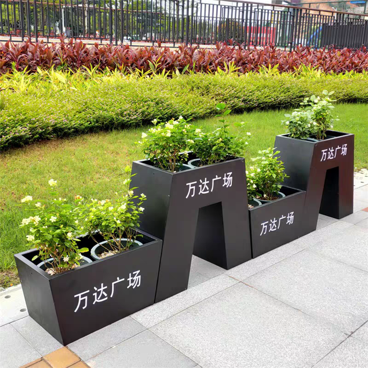 城市广场个性种植金属组合花箱定制 餐厅不锈钢金属隔断半截矮墙花箱