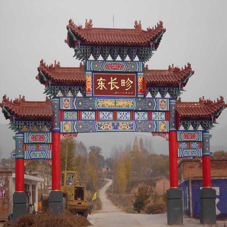 景区 门楼牌坊 牌楼雕刻 ***水泥牌坊