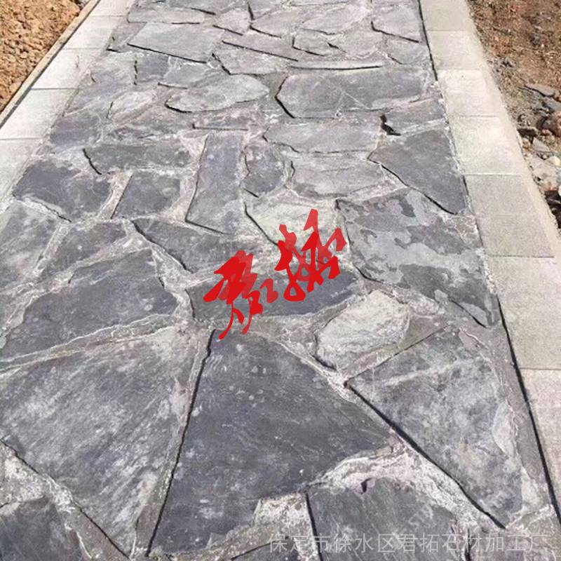 厂家批发 青色乱形 青石板碎拼 户外青石板地面 仿古青石板