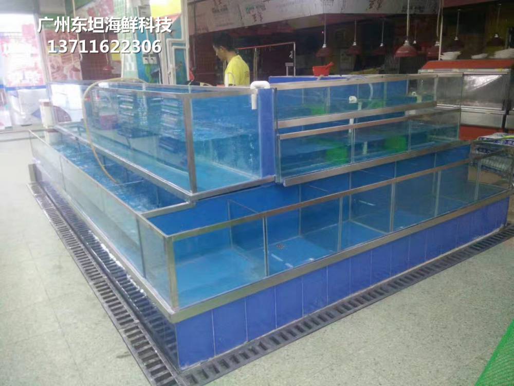 深圳玻璃鱼池设计-深圳玻璃鱼缸定做电话-深圳福田海鲜玻璃鱼缸