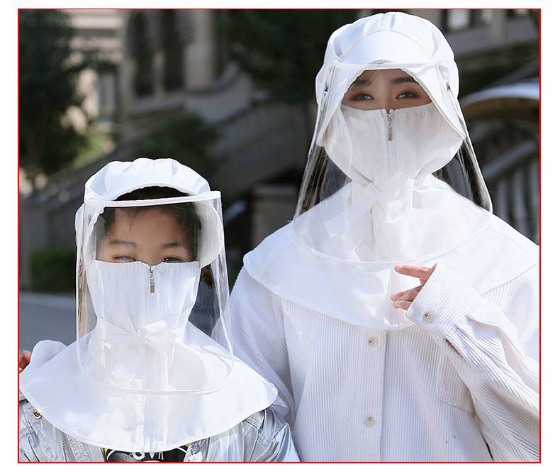 厂家直销可拆卸防护帽子防飞沫病毒面具面罩防疫防晒遮阳夏季儿童