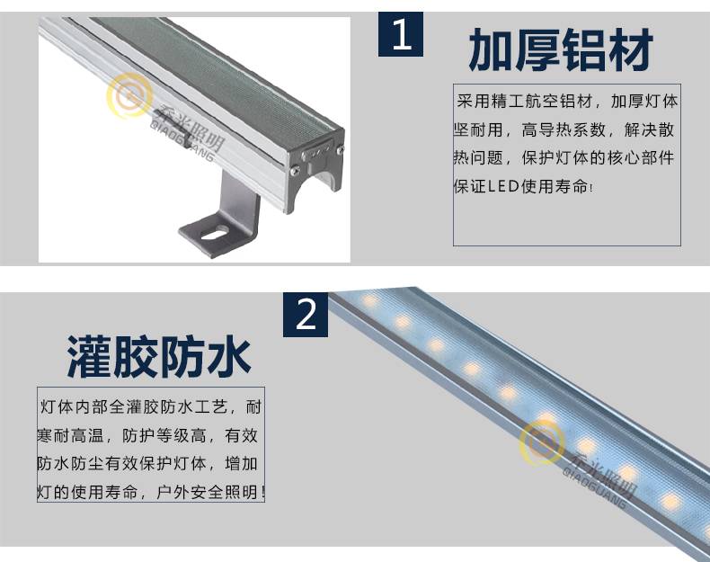 15w磨砂玻璃线条灯led 户外条形线性灯 楼宇外墙亮化12wled轮廓灯