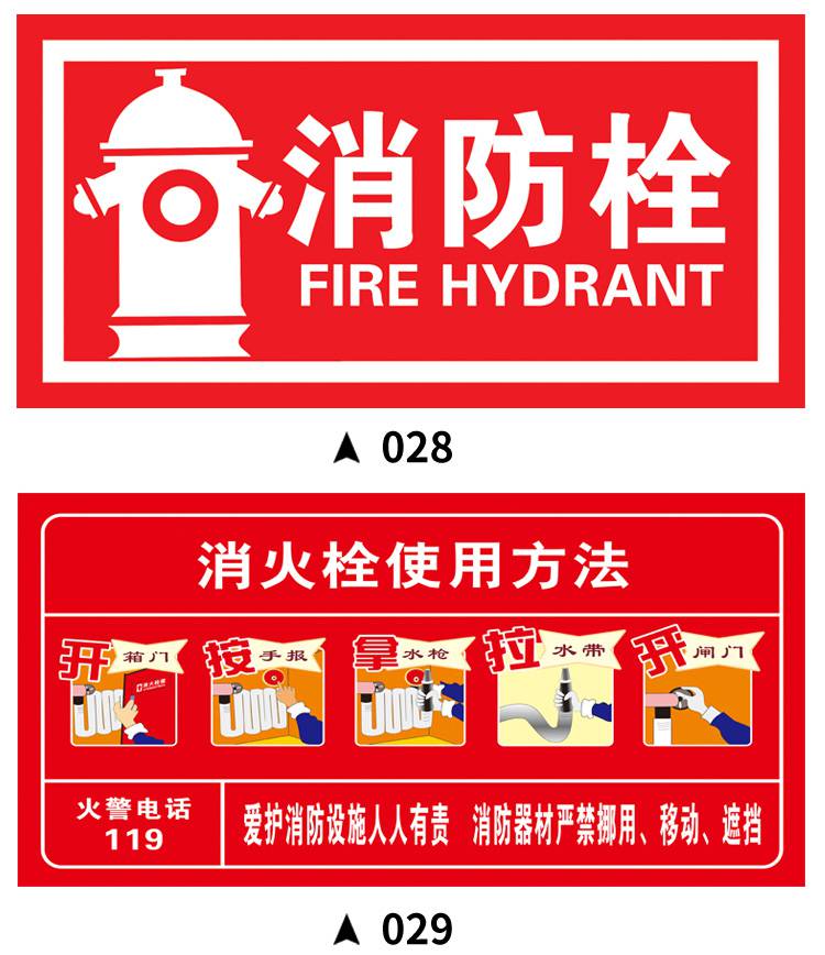 消防栓的使用方法说明灭火器消火栓贴纸消防安全标识标志牌灭火器放置