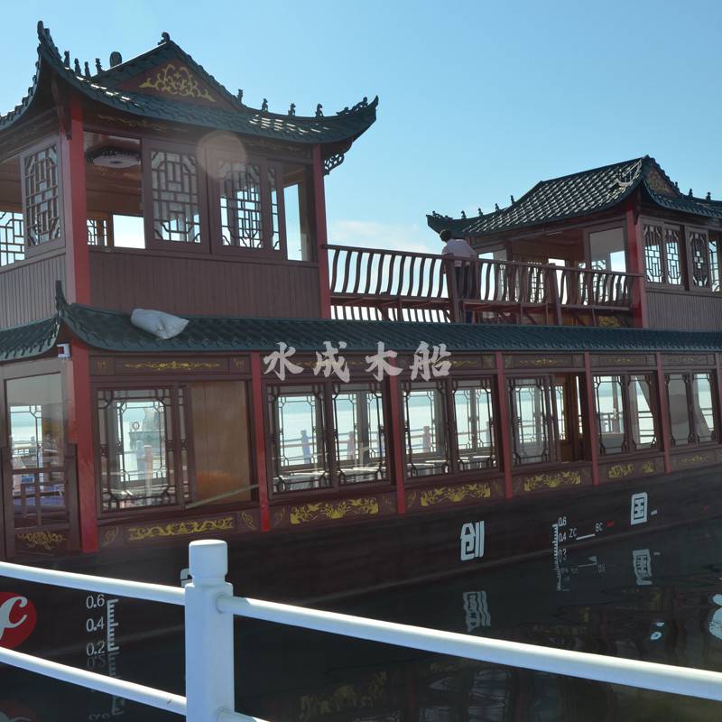销售单层大型旅游船 山东青岛豪华单层水上敞开式 木质画舫船尺寸