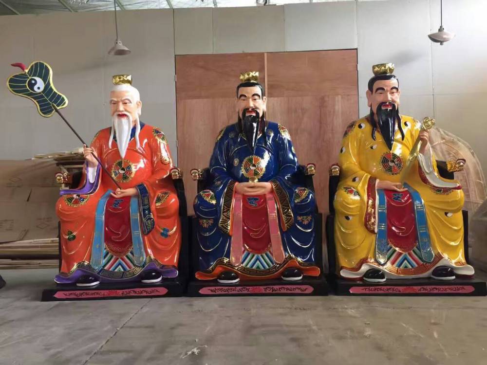 三清殿太上老君彩绘塑像图片 寺庙大小型佛像制作 元始天尊神像批发