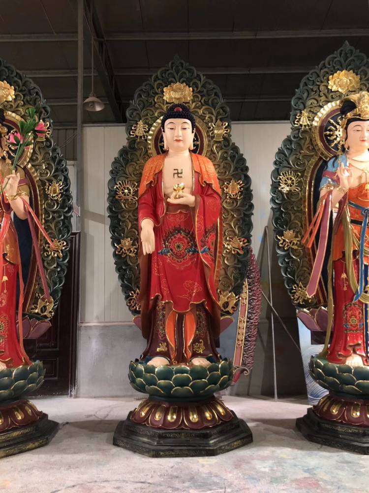 直销玻璃钢彩绘十八罗汉佛像用心前行寺庙木雕十八罗汉佛像