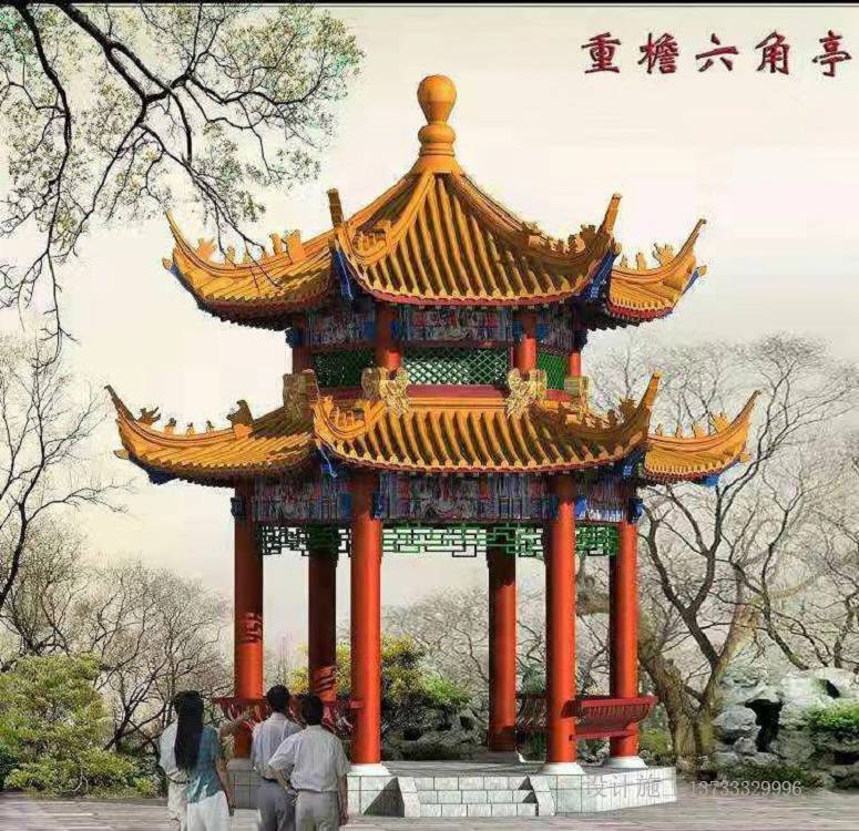 内蒙古四角凉亭 木凉亭设计 六角亭制作厂家