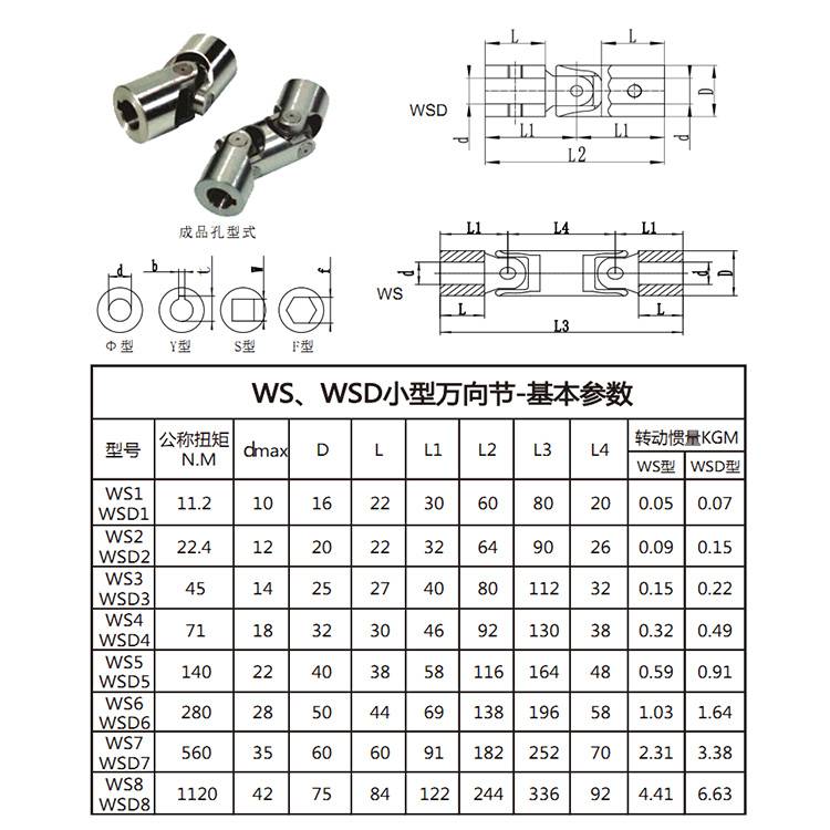 ws,wsd小型万向节联轴器 苏州牛特传动 可加工生产各种规格型号