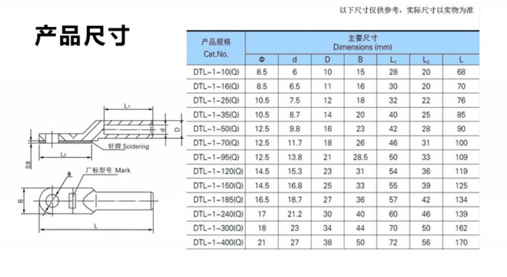 厂家直销dtlq-35平方单孔钎焊铜接线端子 钎焊铜鼻子 中域电气