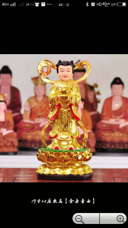 观音菩萨玉皇大帝站班像金童玉女彩绘贴金树脂玻璃钢河南佛像厂直销