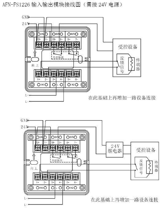 赋安afn-fs1226双输入输出模块_接线示意图