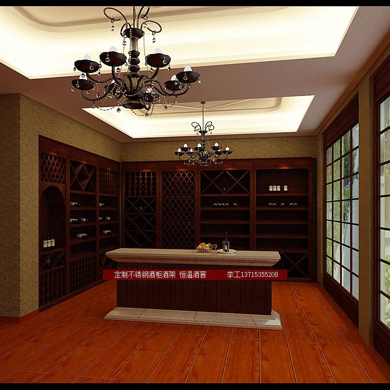 洛阳欧式实木酒架酒窖智能酒窖恒温设备设计效果图片方案