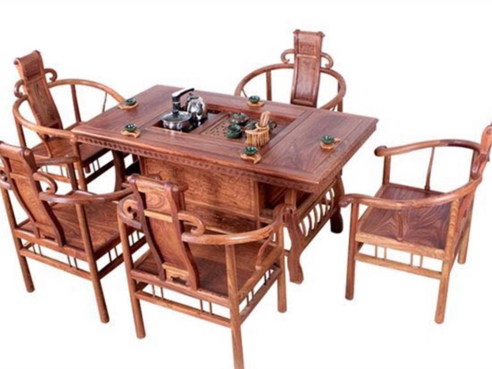 非洲刺猬紫檀红木中式茶桌一桌六椅多少钱