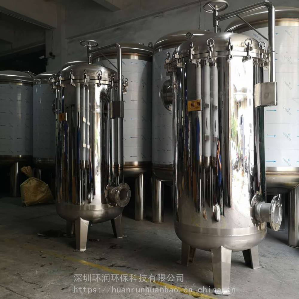 不锈钢多袋式过滤器 80吨大流量法兰式免清洗可换滤袋过滤器厂家