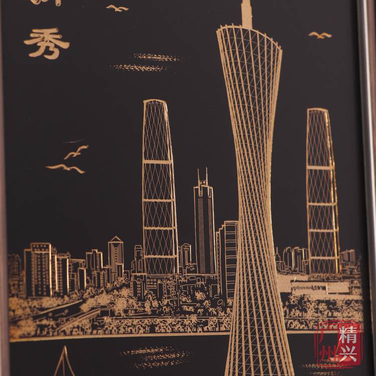 广州羊城风景画 赠送外国友人 故乡怀念纪念画