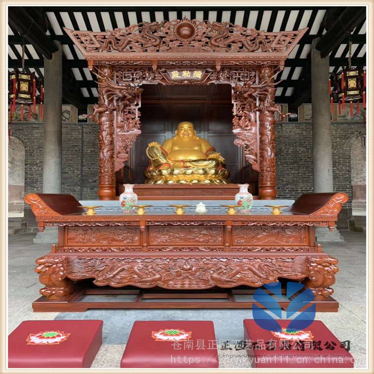 寺庙木雕佛龛雕刻厂家大型佛像木雕佛龛定做正圆万佛殿木雕佛龛价格