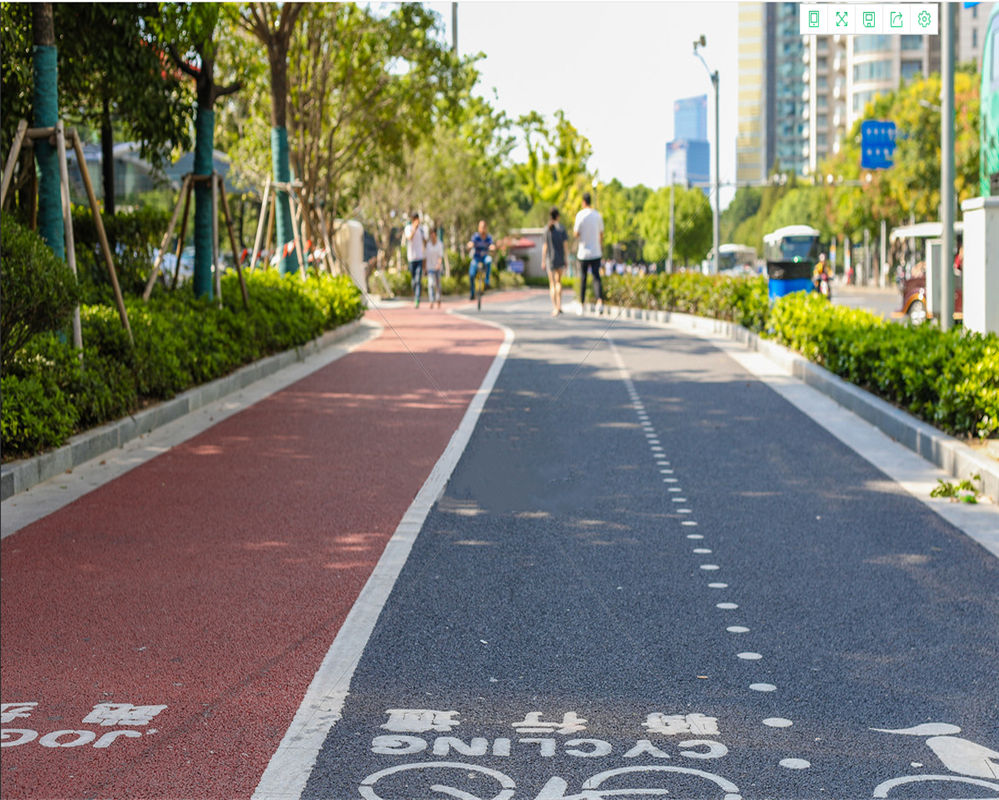 公交车道 自行车道等防滑耐磨道路路面改色 沥青改色