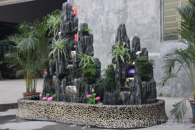 大型水景别墅假山庭院酒店阳光摆件景观养鱼鱼藏别墅龙岛100花园图片