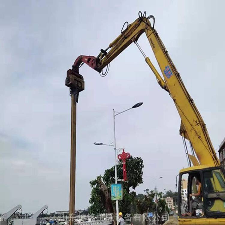 捷铭钩机带水泥桩打桩机高频振动打桩机地基固定打桩机钢板桩栽桩机