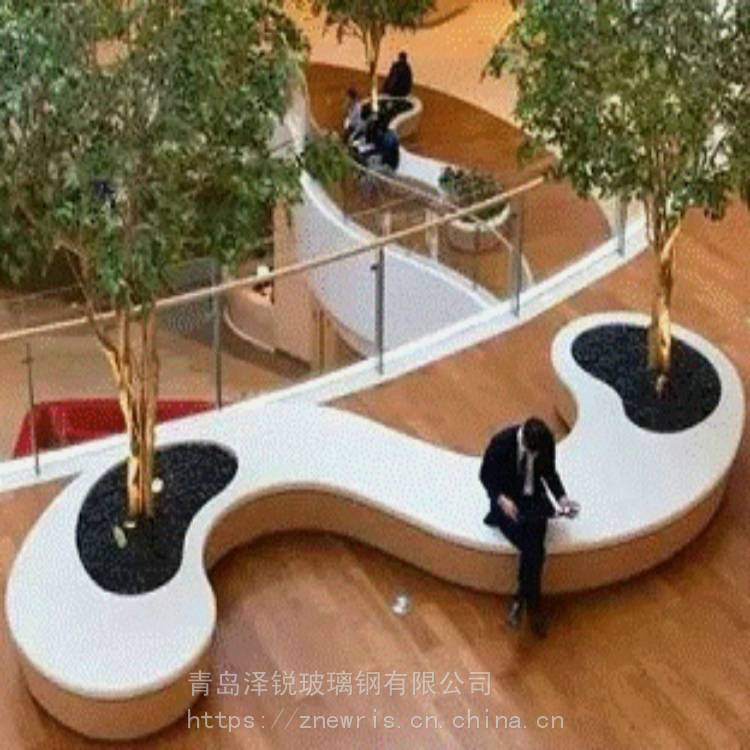 儿童乐园清新自然玻璃钢花盆树池坐凳花箱
