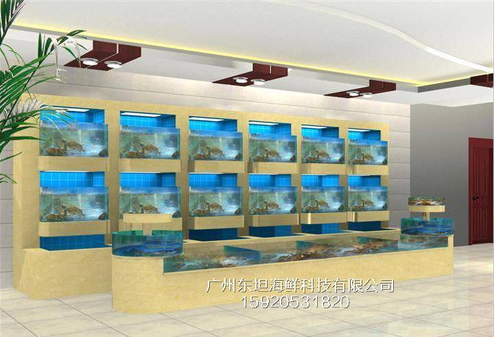番禺石壁海鲜池效果图-海鲜池一体机-广州海鲜暂养池观光池