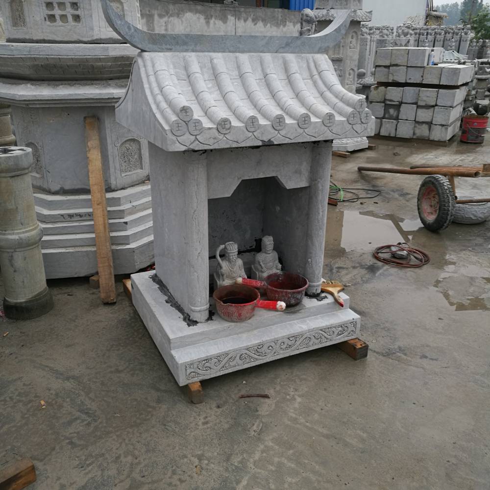 城隍庙摆件 户外供奉石头庙宇 户外家用神仙小庙