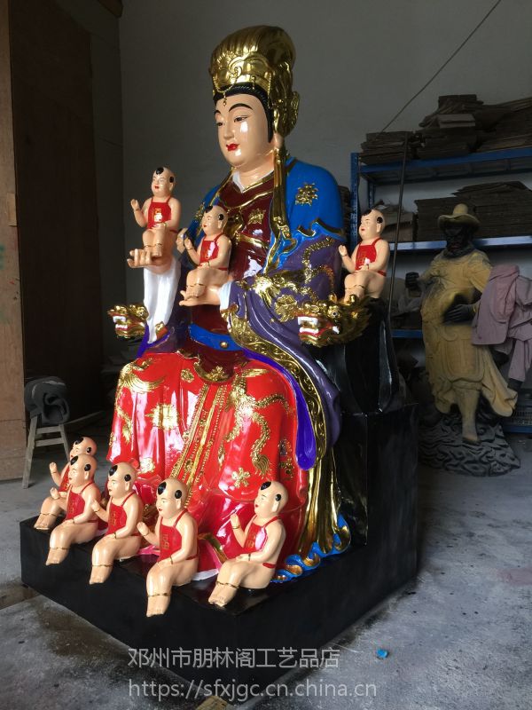 河南九子娘娘树脂佛像生产厂家/1.6米 九龙圣母神像雕塑定制