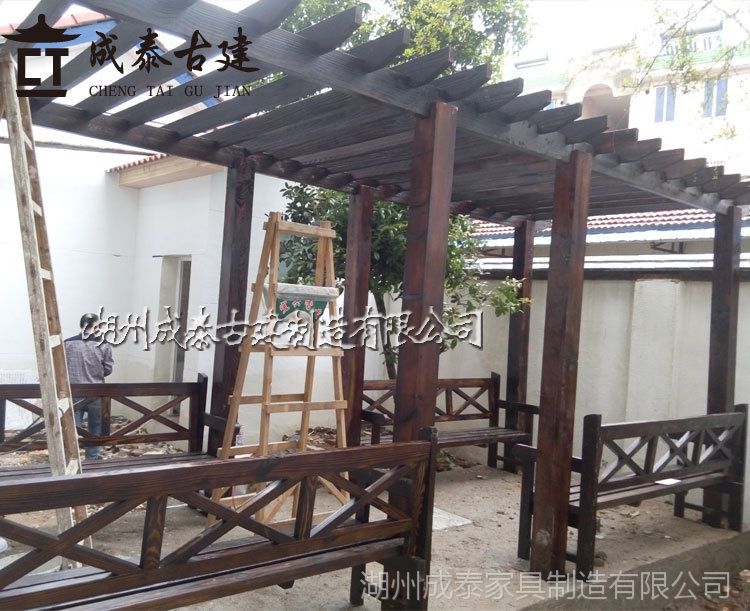 防腐木葡萄架 户外碳化木葡萄架 公园家用小区景区定制葡萄架单柱