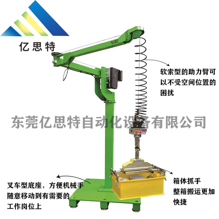 东莞亿思特 箱体搬运软索折臂吊 助力机械手 小型折臂