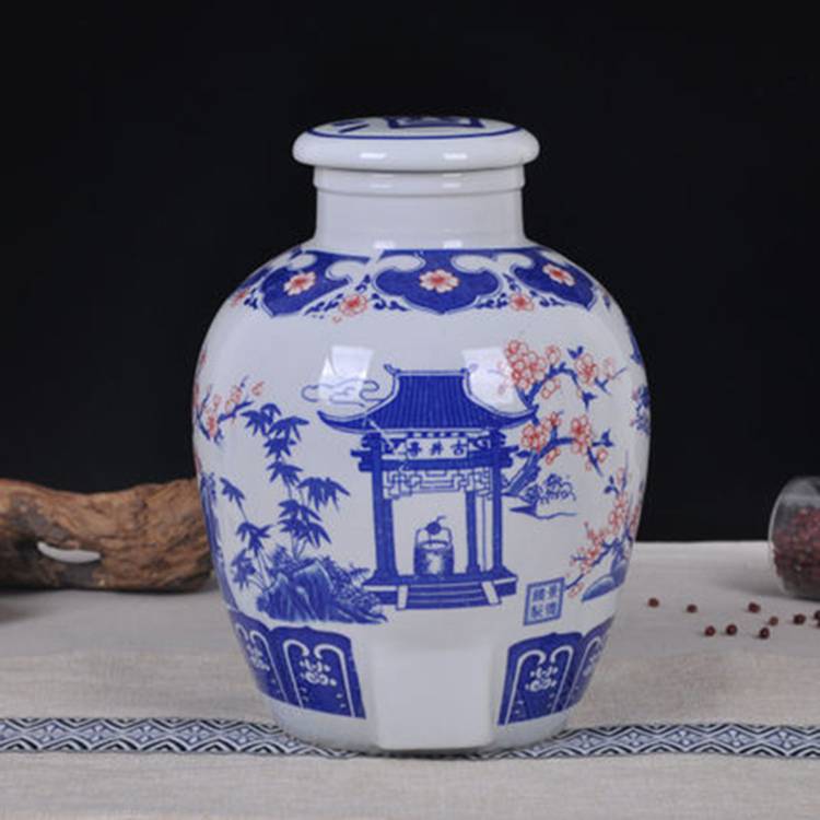 景德镇青花陶瓷酒坛中式酒坛.