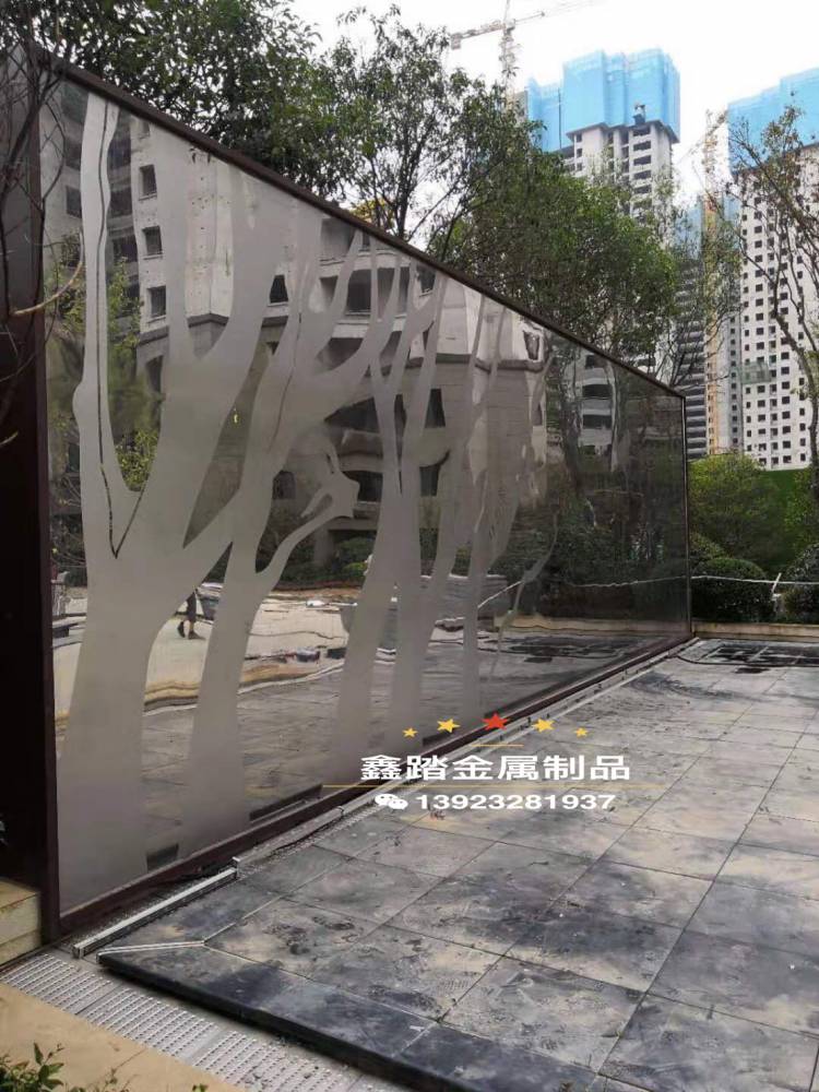 售楼部室外不锈钢创意水景墙/金属特色led透光景墙格栅工程定制