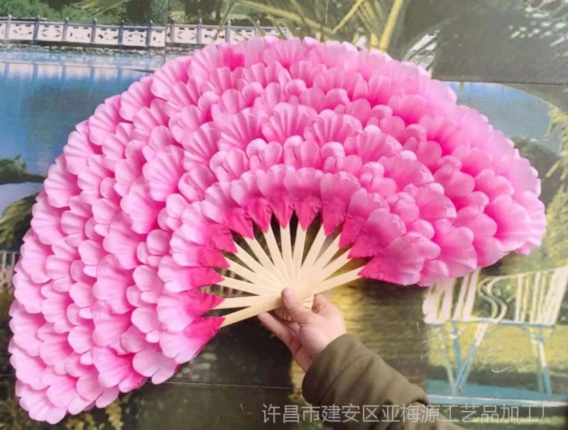 舞扇牡丹大花瓣 舞蹈扇 基督教舞扇 广场舞扇 大型开幕式造型舞扇