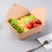 定制牛皮纸盒 沙拉打包纸盒 小吃食品打包盒 淋膜防油牛皮纸盒