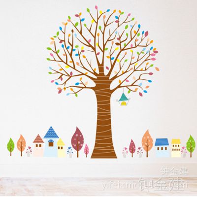 墙贴厂家批发儿童房幼儿园时尚装饰墙贴画jm7220卡通大树